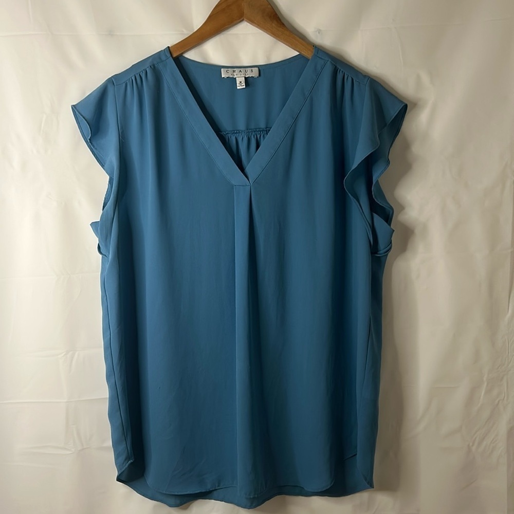Chaus women’s blouse size medium ruffle sleeve lightweight business casual